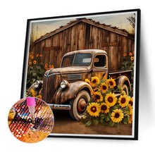 Load image into Gallery viewer, Diamond Painting - Full Round - sunflower vintage car (40*40CM)