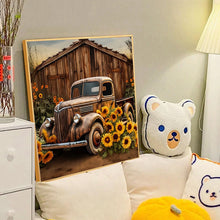 Load image into Gallery viewer, Diamond Painting - Full Round - sunflower vintage car (40*40CM)