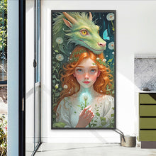 Load image into Gallery viewer, Diamond Painting - Full Round - dragon and girl (40*75CM)