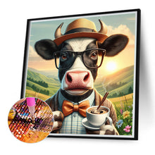 Load image into Gallery viewer, Diamond Painting - Full Round - cow drinking coffee (40*40CM)
