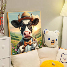 Load image into Gallery viewer, Diamond Painting - Full Round - cow drinking coffee (40*40CM)
