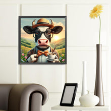 Load image into Gallery viewer, Diamond Painting - Full Round - cow drinking coffee (40*40CM)