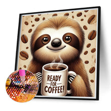 Load image into Gallery viewer, Diamond Painting - Full Round - Sloth drinking coffee (40*40CM)