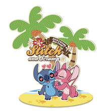 Load image into Gallery viewer, Wooden Cartoon Stitch and Angel Diamond Painting Tabletop Ornaments Kit