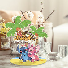 Load image into Gallery viewer, Wooden Cartoon Stitch and Angel Diamond Painting Tabletop Ornaments Kit