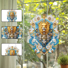Load image into Gallery viewer, Acrylic Golden Lion 5D DIY Diamond Painting Dots Pendant for Garden Window Decor