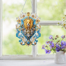 Load image into Gallery viewer, Acrylic Golden Lion 5D DIY Diamond Painting Dots Pendant for Garden Window Decor