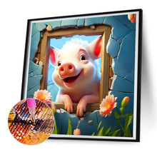 Load image into Gallery viewer, Diamond Painting - Full Round - picture frame animal piggy (30*30CM)