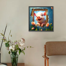 Load image into Gallery viewer, Diamond Painting - Full Round - picture frame animal piggy (30*30CM)