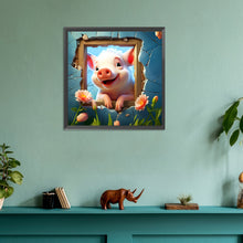 Load image into Gallery viewer, Diamond Painting - Full Round - picture frame animal piggy (30*30CM)