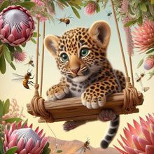 Load image into Gallery viewer, Diamond Painting - Full Round - Leopard on a swing (40*40CM)