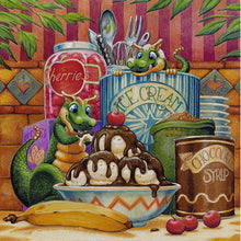 Load image into Gallery viewer, AB Diamond Painting - Full Round - green dragon and dessert (45*45CM)