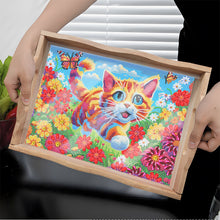 Load image into Gallery viewer, Wooden Cat 5D DIY Diamond Painting Serving Tray Diamond Painting Tray Handicraft
