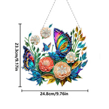 Load image into Gallery viewer, Double Sided Acrylic Flower Butterfly Diamond Painting Decor Diamond Art Pendant