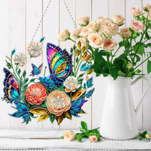 Load image into Gallery viewer, Double Sided Acrylic Flower Butterfly Diamond Painting Decor Diamond Art Pendant