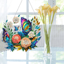 Load image into Gallery viewer, Double Sided Acrylic Flower Butterfly Diamond Painting Decor Diamond Art Pendant