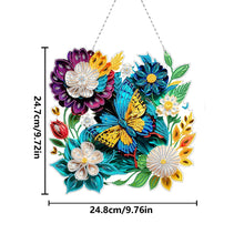 Load image into Gallery viewer, Double Sided Acrylic Flower Butterfly Diamond Painting Decor Diamond Art Pendant