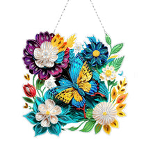 Load image into Gallery viewer, Double Sided Acrylic Flower Butterfly Diamond Painting Decor Diamond Art Pendant