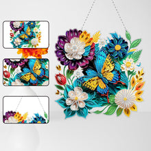 Load image into Gallery viewer, Double Sided Acrylic Flower Butterfly Diamond Painting Decor Diamond Art Pendant
