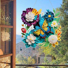 Load image into Gallery viewer, Double Sided Acrylic Flower Butterfly Diamond Painting Decor Diamond Art Pendant
