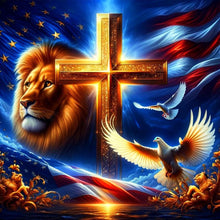 Load image into Gallery viewer, Diamond Painting - Full Round - american flag lion (40*40CM)