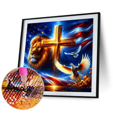 Load image into Gallery viewer, Diamond Painting - Full Round - american flag lion (40*40CM)