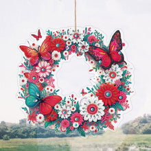 Load image into Gallery viewer, PVC Double Sided Special Shaped Flower Diamond Art Painting Wreath Hanging Sign