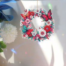 Load image into Gallery viewer, PVC Double Sided Special Shaped Flower Diamond Art Painting Wreath Hanging Sign