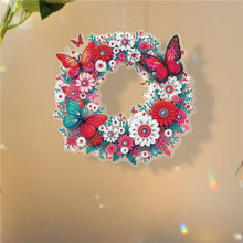 Load image into Gallery viewer, PVC Double Sided Special Shaped Flower Diamond Art Painting Wreath Hanging Sign