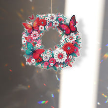 Load image into Gallery viewer, PVC Double Sided Special Shaped Flower Diamond Art Painting Wreath Hanging Sign