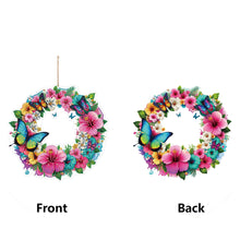 Load image into Gallery viewer, PVC Double Sided Special Shaped Flower Diamond Art Painting Wreath Hanging Sign