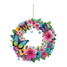 Load image into Gallery viewer, PVC Double Sided Special Shaped Flower Diamond Art Painting Wreath Hanging Sign