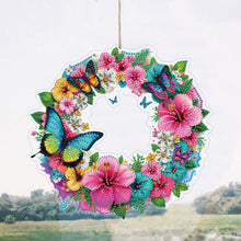 Load image into Gallery viewer, PVC Double Sided Special Shaped Flower Diamond Art Painting Wreath Hanging Sign