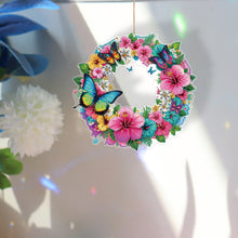 Load image into Gallery viewer, PVC Double Sided Special Shaped Flower Diamond Art Painting Wreath Hanging Sign