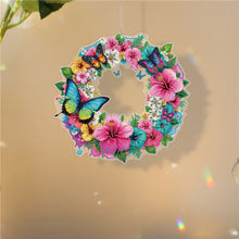 Load image into Gallery viewer, PVC Double Sided Special Shaped Flower Diamond Art Painting Wreath Hanging Sign