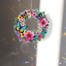 Load image into Gallery viewer, PVC Double Sided Special Shaped Flower Diamond Art Painting Wreath Hanging Sign