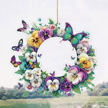 Load image into Gallery viewer, PVC Double Sided Special Shaped Flower Diamond Art Painting Wreath Hanging Sign