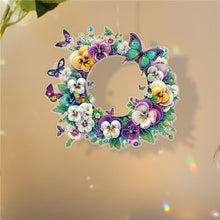 Load image into Gallery viewer, PVC Double Sided Special Shaped Flower Diamond Art Painting Wreath Hanging Sign