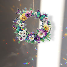 Load image into Gallery viewer, PVC Double Sided Special Shaped Flower Diamond Art Painting Wreath Hanging Sign