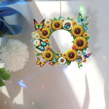 Load image into Gallery viewer, PVC Double Sided Special Shaped Flower Diamond Art Painting Wreath Hanging Sign