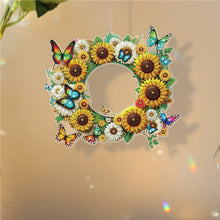 Load image into Gallery viewer, PVC Double Sided Special Shaped Flower Diamond Art Painting Wreath Hanging Sign