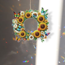 Load image into Gallery viewer, PVC Double Sided Special Shaped Flower Diamond Art Painting Wreath Hanging Sign