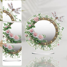 Load image into Gallery viewer, Acrylic Flowers Dragonfly DIY Diamond Art Mirror Crystal Diamond Painting Mirror