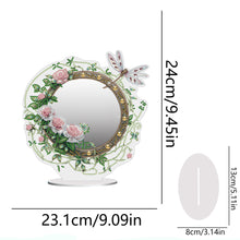 Load image into Gallery viewer, Acrylic Flowers Dragonfly DIY Diamond Art Mirror Crystal Diamond Painting Mirror