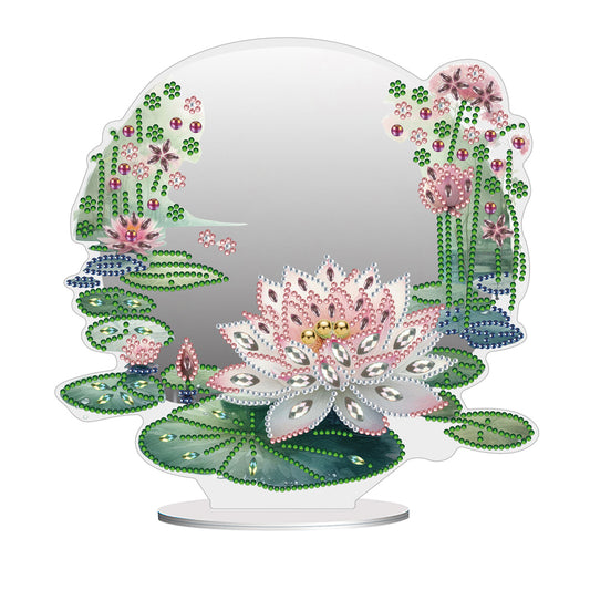 Acrylic Lotus DIY Diamond Art Mirror Crystal Diamond Art Painting Mirror Decor