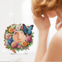 Load image into Gallery viewer, Acrylic Flowers Butterfly DIY Diamond Art Mirror Crystal Diamond Painting Mirror