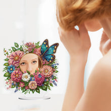 Load image into Gallery viewer, Acrylic Flowers Butterfly DIY Diamond Art Mirror Crystal Diamond Painting Mirror