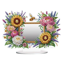Load image into Gallery viewer, Acrylic Bee Sunflower DIY Diamond Art Mirror Crystal Diamond Art Painting Mirror
