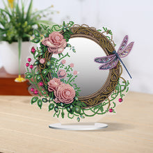 Load image into Gallery viewer, Acrylic Flowers Dragonfly DIY Diamond Art Mirror Crystal Diamond Painting Mirror