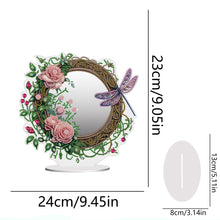 Load image into Gallery viewer, Acrylic Flowers Dragonfly DIY Diamond Art Mirror Crystal Diamond Painting Mirror